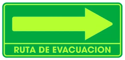 SEÑALAMIENTO RUTA DE EVACUACION DERECHA (Estireno con luminiscente / 30x45cm)